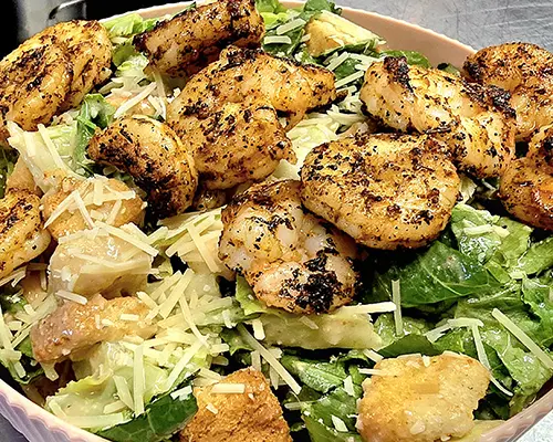 Caesar Salad with Blackened Shrimp